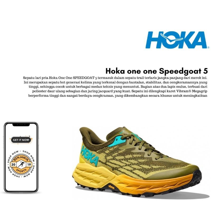 Hoka Speedgoat 5 Men's Trail Running Shoes - Avocado / Passion Fruit