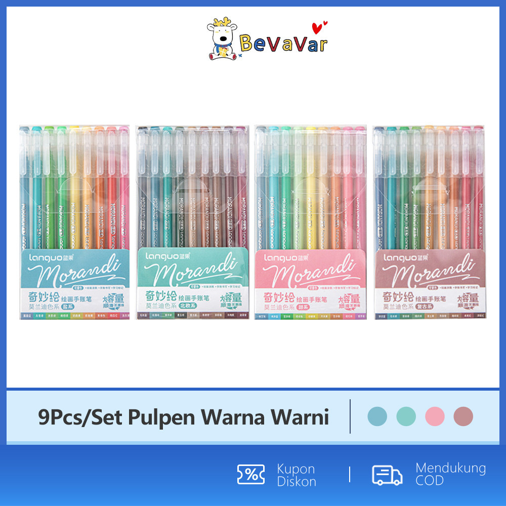 

BEVAVAR 9PCS Pulpen Gel Set Warna Warni 0.5mm