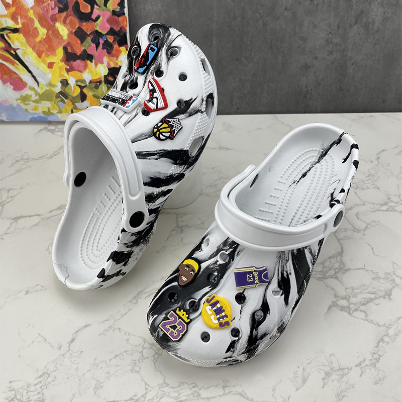 Crocs men graphic tie dye clog couple sandals solid color official sandals for women slippers