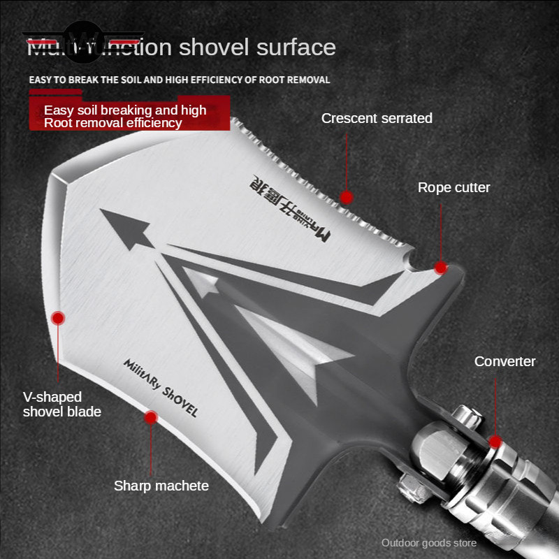 12 in 1 Sekop Alat Berkemah Multifungsi Portabel Lipat Pisau Cangkul Palu Saw Cut Peluit pisau anti 