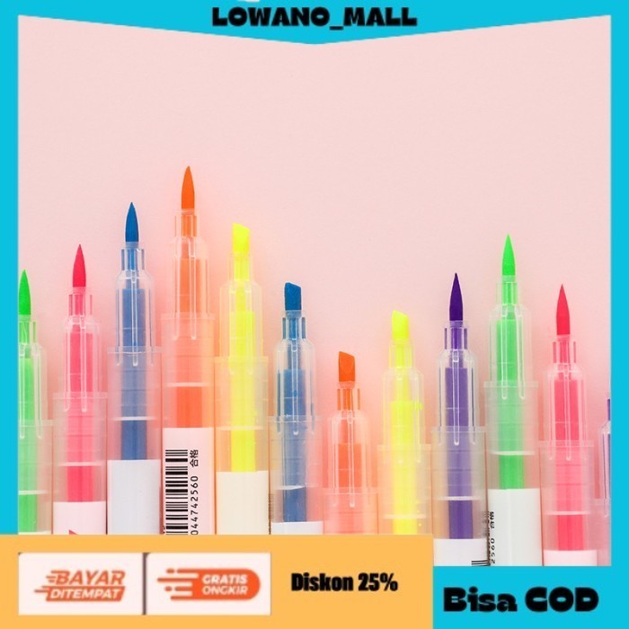 

[[LOWANOMALL]] TERLARIS Highlighter Highlight Dual Tip Alat Tulis 6 Warna PURPLE COD