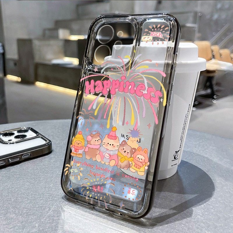 Casing ponsel transparan TPU untuk iPhone 11 15 Pro Max 12 13 14 Pro Max XS Max XR 7 8 Plus Anti-fal