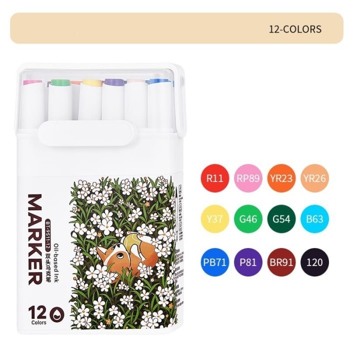 

Spidol Permanen Warna Warni Double Head / Art Marker Premium - 12 Warna