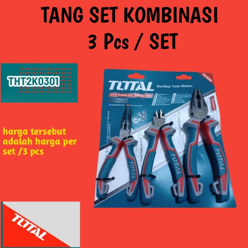 Tang set tang potong lancip kombinasi 3pcs Pliers Set TOTAL THT2K0301