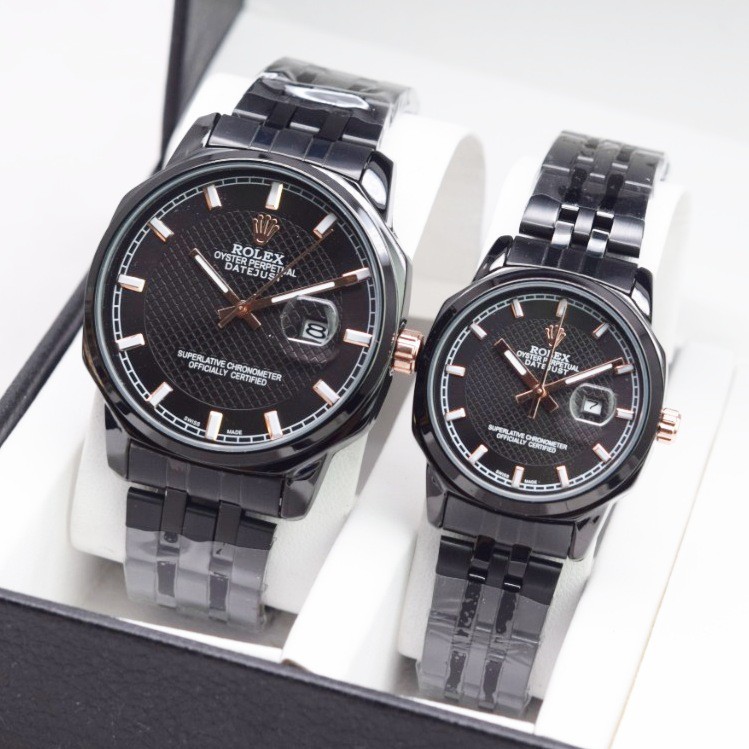 READY Jam Tangan Couple Pria & Wanita Rolex Original 41502HB Tali Rantai Terbaru Tanggal Aktif Free 