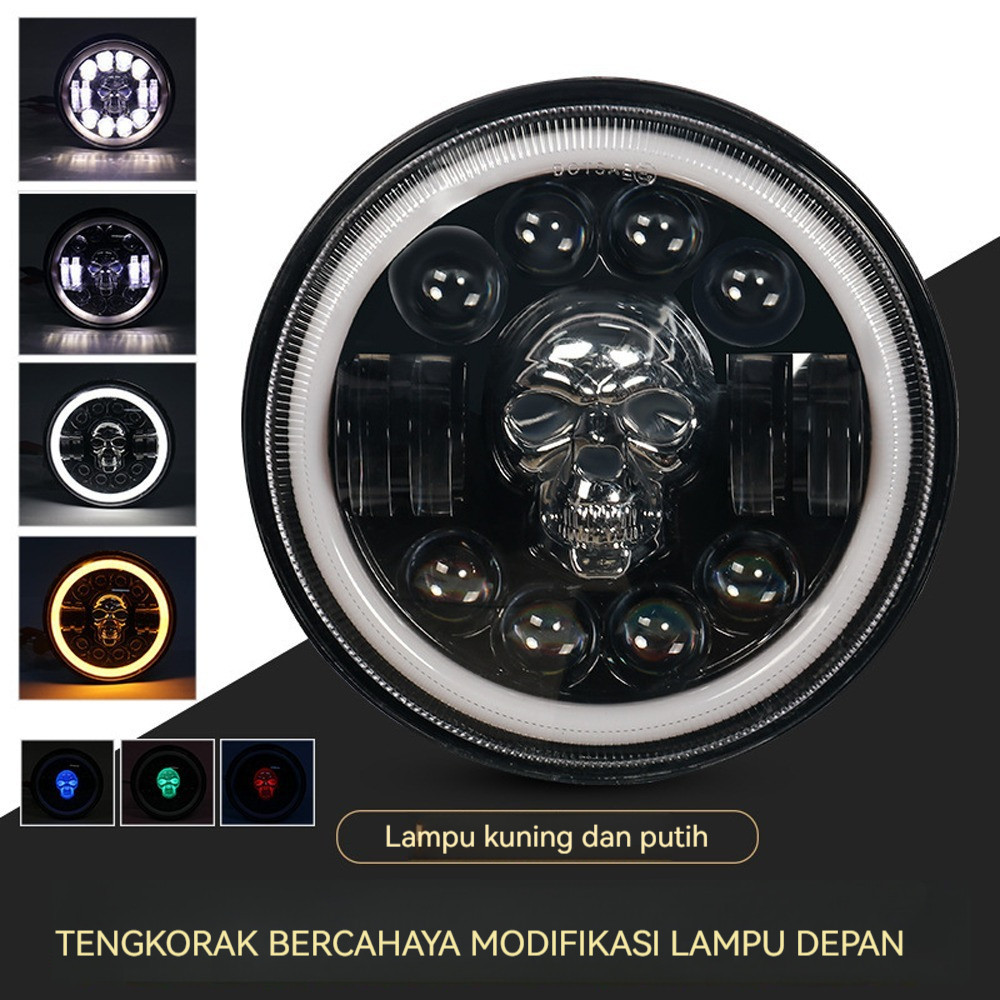 G 7 Inch LED Bulat Lampu Tembak Daymaker Tengkorak 60 Watt Lampu Daymaker Tengkorak