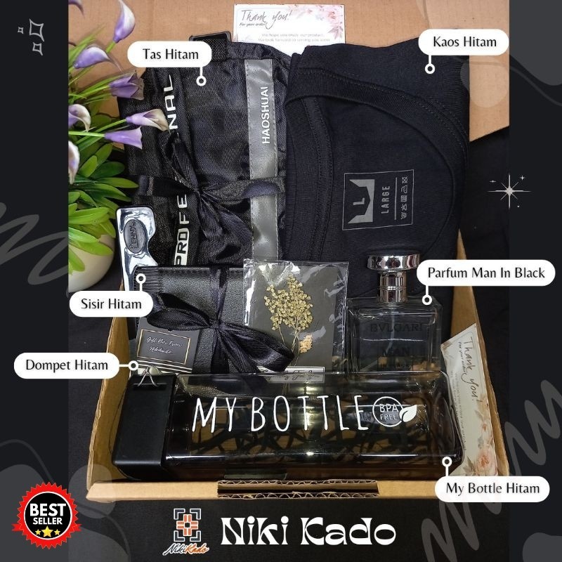 Hampers cowok / gift box hitam / kado ulang tahun / hampers wisuda spesial
