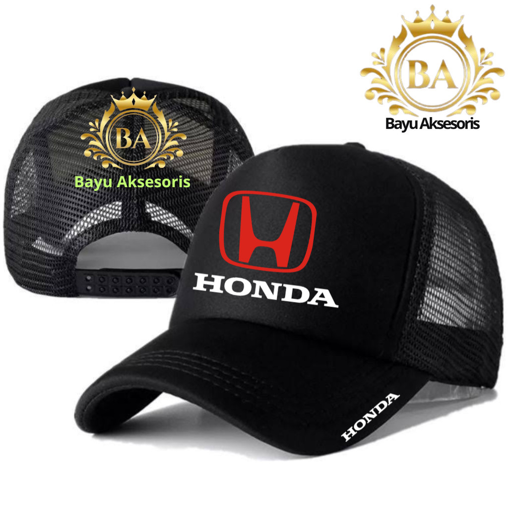 Bayu Aksesoris  Topi Trucker HONDA - Topi Distro HONDA Logo - Topi HONDA Premium - Topi Pria Dewasa 