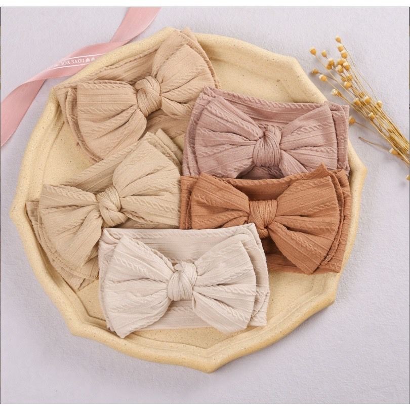 Toko1234. NEW Bandana pita bayi / bando kain anak pita lembut dengan kain motif timbul besar.