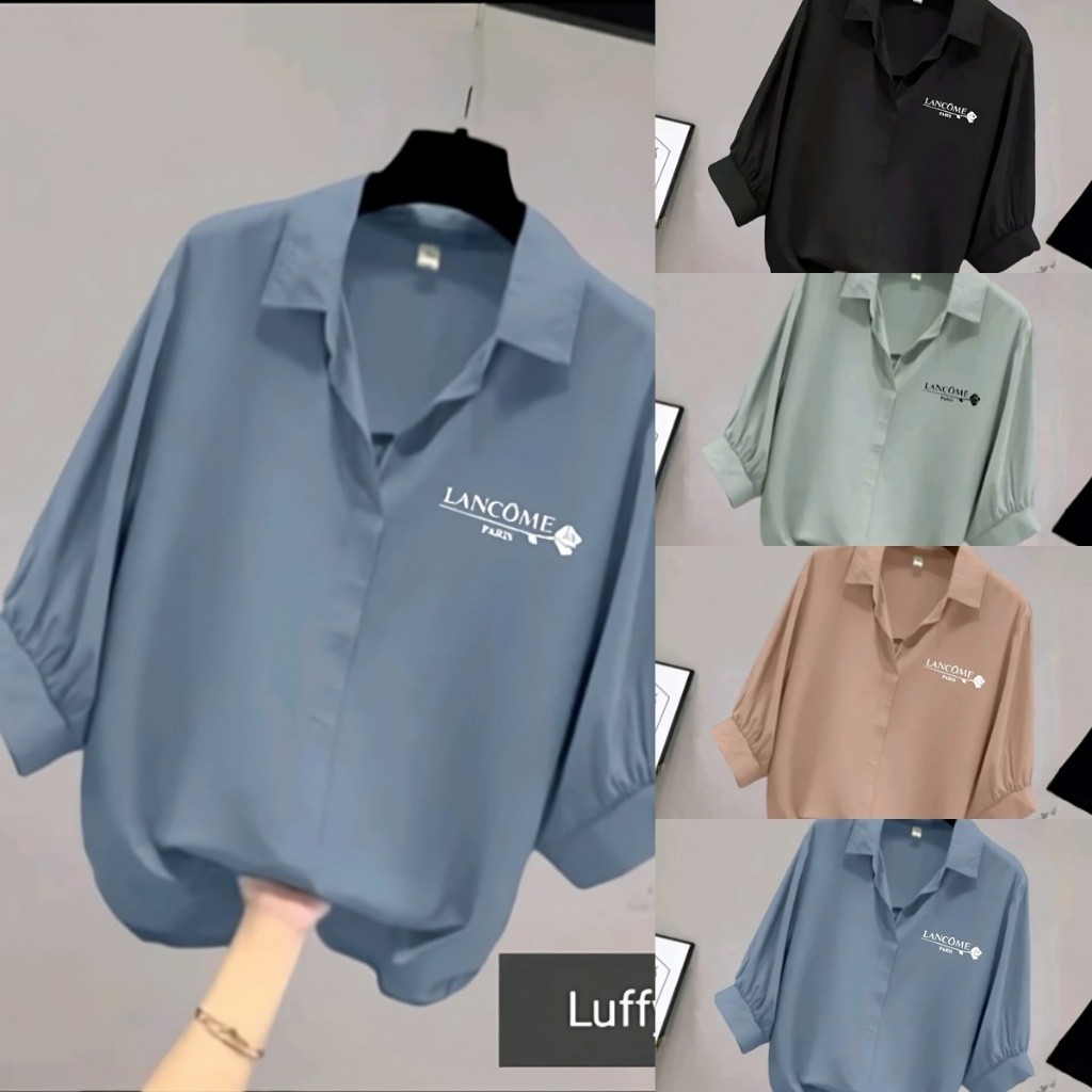 Okeganjeans - Luffy Pluffy Blouse Crinckle Bordir Lancome Lengan Balon