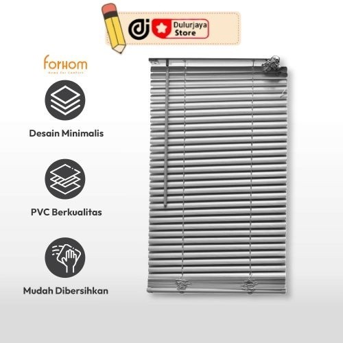 Ace Forhom 120X220 cm Venetian Blind Pvc - Abu-Abu Tirai Penutup Kerai Hordeng Penghalau Cahaya Akse