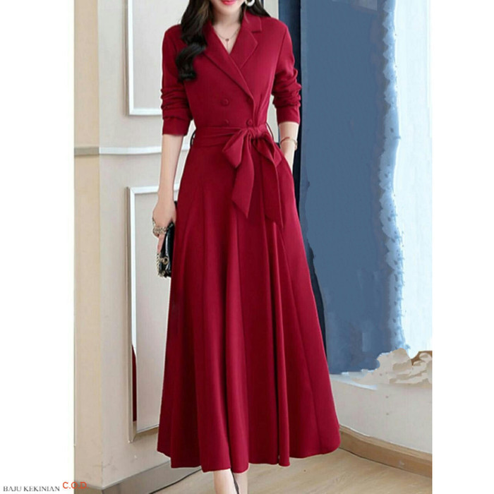 Baju Dress RAnia red RO Dress Wanita balotelly ,merah Kekinian