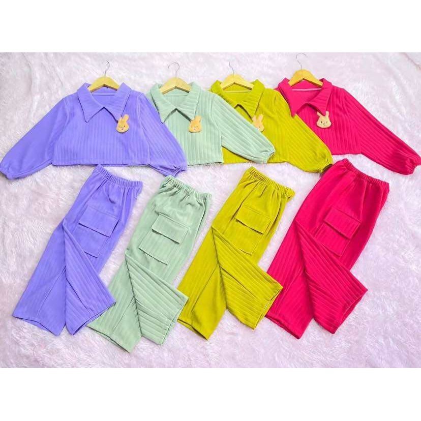 SETELAN ANAK CROP LENGAN PANJANG BAHAN HORNET