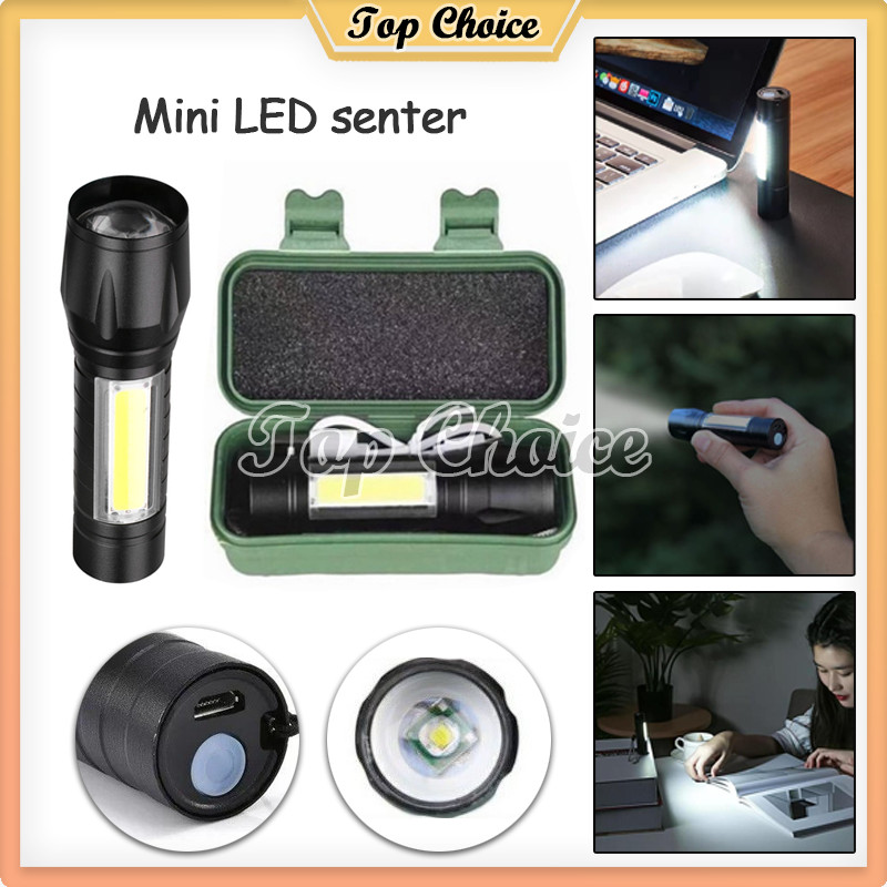 Mini Cob Led Senter / Lampu Pencahayaan Mini / Senter Swat Mini Zoom Super Terang