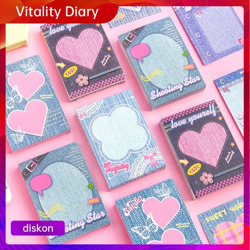 

【COD❤️】Buku Memo Gaya Ins Buku Catatan Gaya Denim yang Dipersonalisasi Kertas Catatan Kertas Bahan Kolase DIY VDY