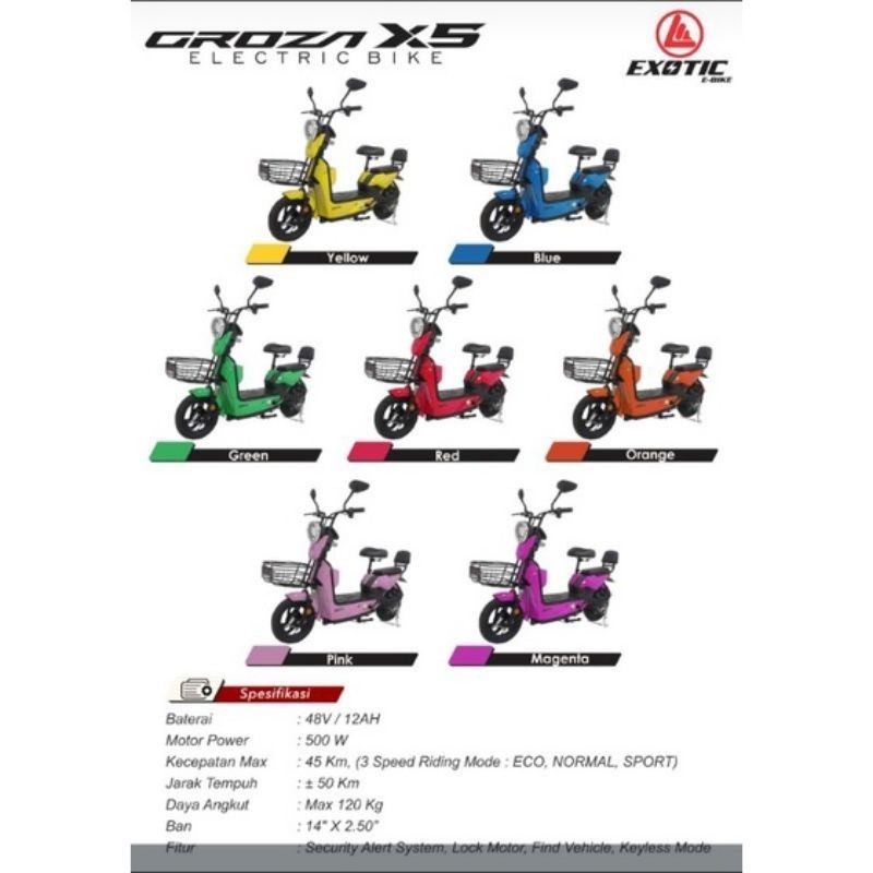 SEPEDA LISTRIK E BIKE EXOTIC GROZA X5 BY PACIFIC ASLI ORIGINAL ELECTRIC BIKE KREDIT