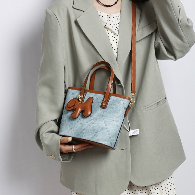 LB 3186 - HANDBAG LK BIRU COKLAT + GANTUNGAN TAS HANDBAG WANITA MURAH IMPORT MEWAH KONDANGAN PESTA -