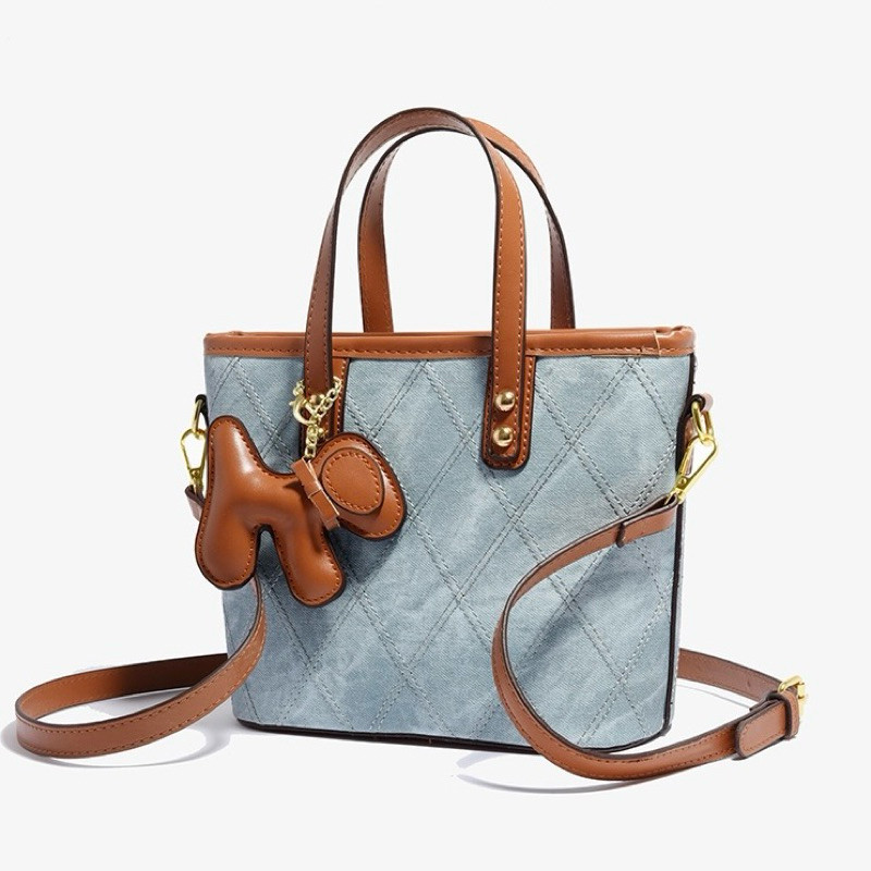 TPM 3186 - HANDBAG LK BIRU COKLAT + GANTUNGAN TAS HANDBAG WANITA MURAH IMPORT MEWAH KONDANGAN PESTA 