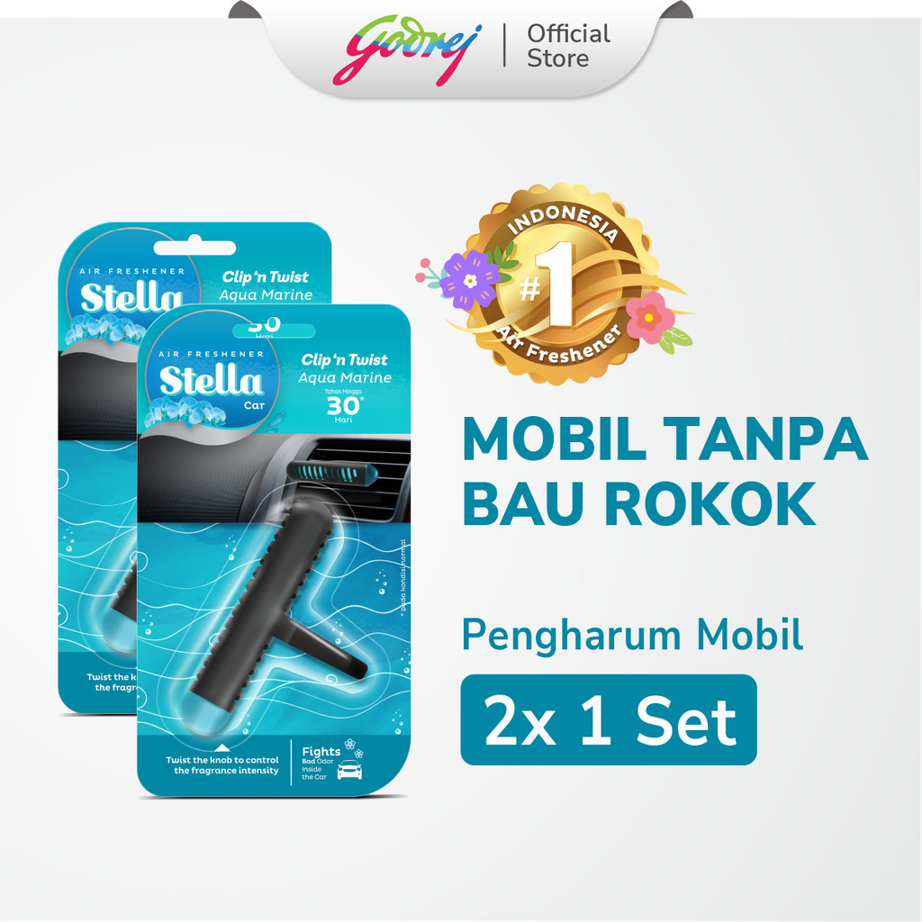 Stella Clip N Twist Aqua Marine - Pengharum Mobil x 2
