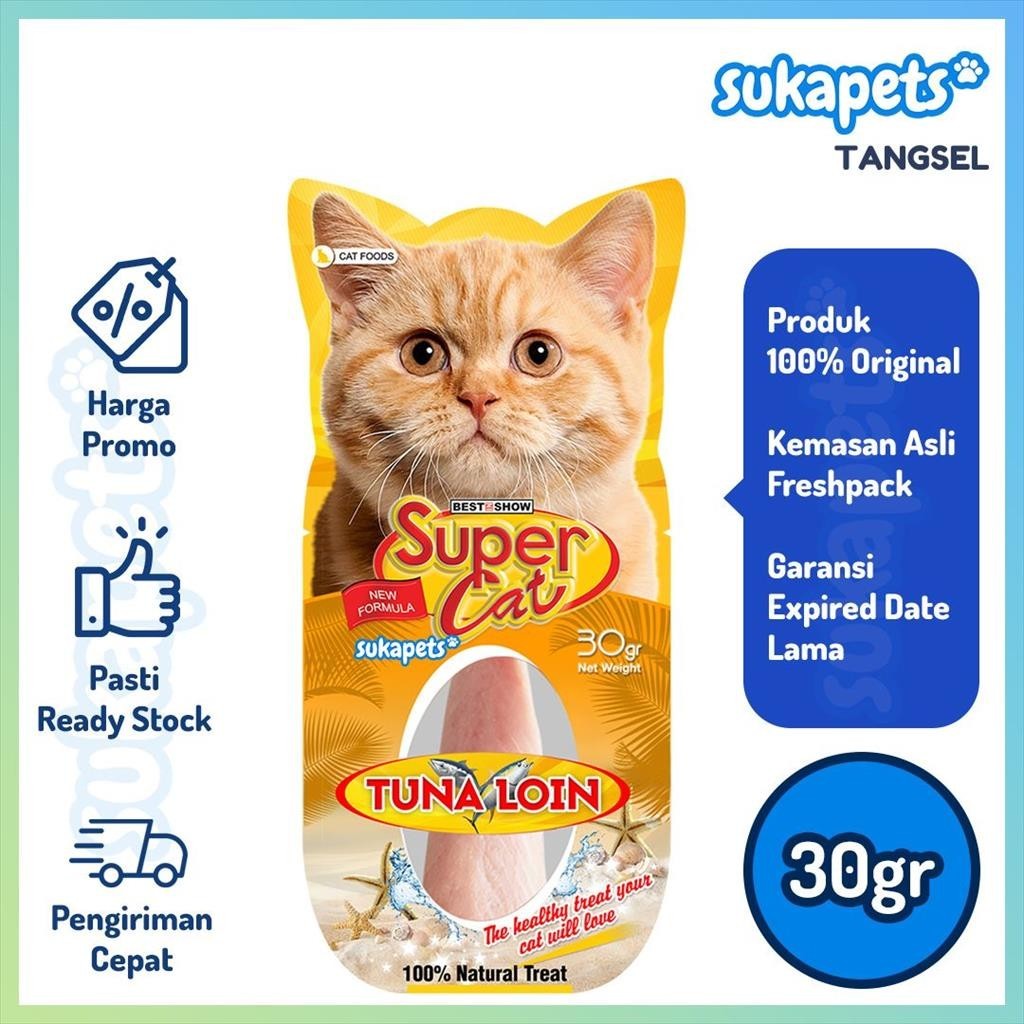 SUPER CAT TUNA LOIN CAT TREATS SNACK KUCING 30GR