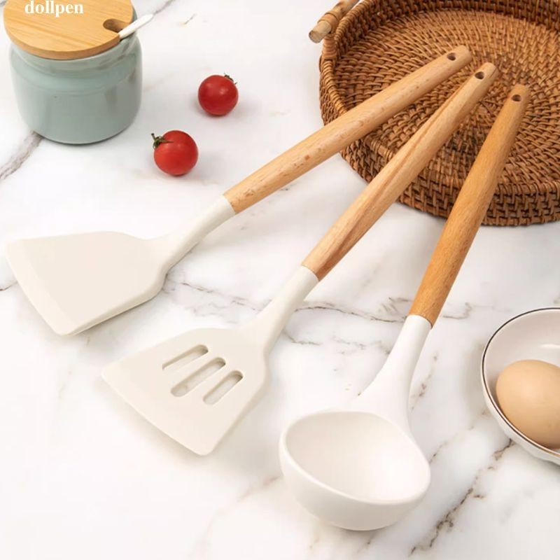 

Spatula Set Putih 3 PC Sutil Silicone GOHAPPY Alat Masak Silikon Tahan panas 3 IN 1 Sendok masak sup - Sendok dapur Turner /dollpen