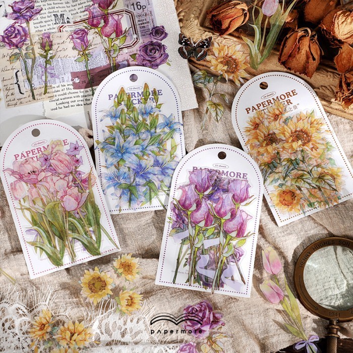 

Sticker PET Tahan Air Deco Bunga Flower Stickers Aesthetic Scrapbook Journal STEMS EDITION