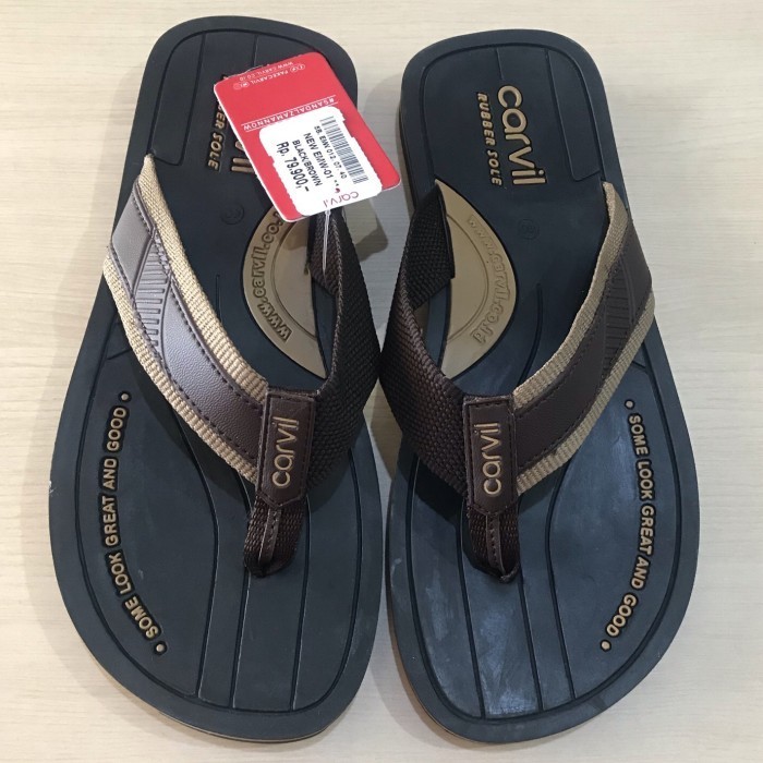 New Collection Sendal Jepit Cowok Carvil Original Sandal Japit Pria Carvil EMW - Cokelat, 43