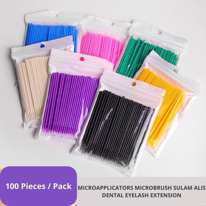 (100 PCS) Microbrush Bulu Mata / Micro Rrush For Eyelash Extension Pack / Micro Applicator Dental / 