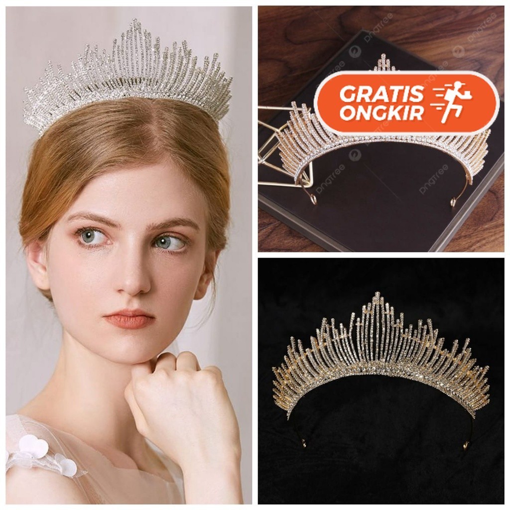 Terlaris ~Stripe Crown - Tiara Mahkota Pengantin Korea- Wedding Crown Mewah Bros Premium Bros Baju B