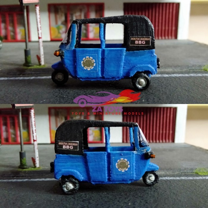 PTS99 Diecast Miniatur Bajaj BBG Biru Skala 1:64 Handmade Resin