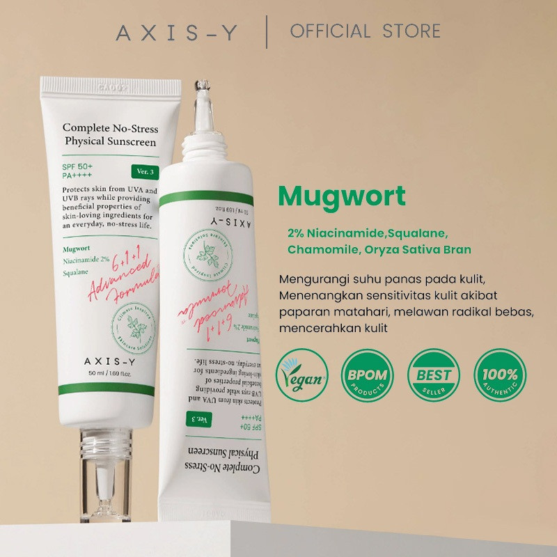 AXIS-Y Sunscreen 50ML /AXIS-Y Complete No-Stress Physical Sunscreen SPF 50+ PA++++
