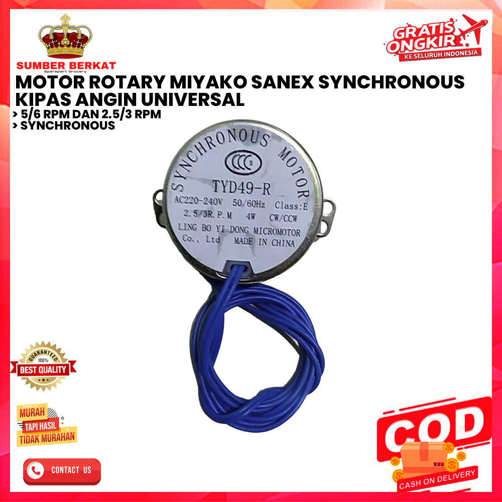 MOTOR ROTARY MIYAKO SANEX SYNCHRONOUS KIPAS ANGIN UNIVERSAL [SB]