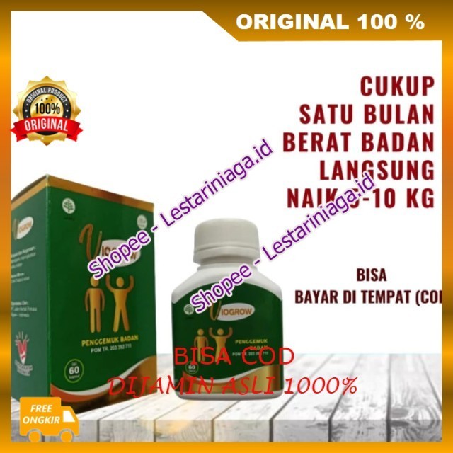 Viogrow ORIGINAL Obat Herbal Penggemuk Badan Permanen Serta Penambah Nafsu Makan Badan Cepat Gemuk C