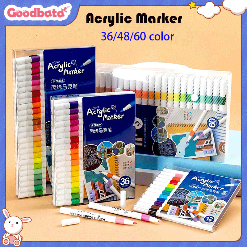

Goodbata 36/48/60 Colors Pen Akrilik Marker Warna Cepat Kering Tahan Air / Spidol Acrylic Painter / Menggambar Kreativitas Seni Edukasi Anak