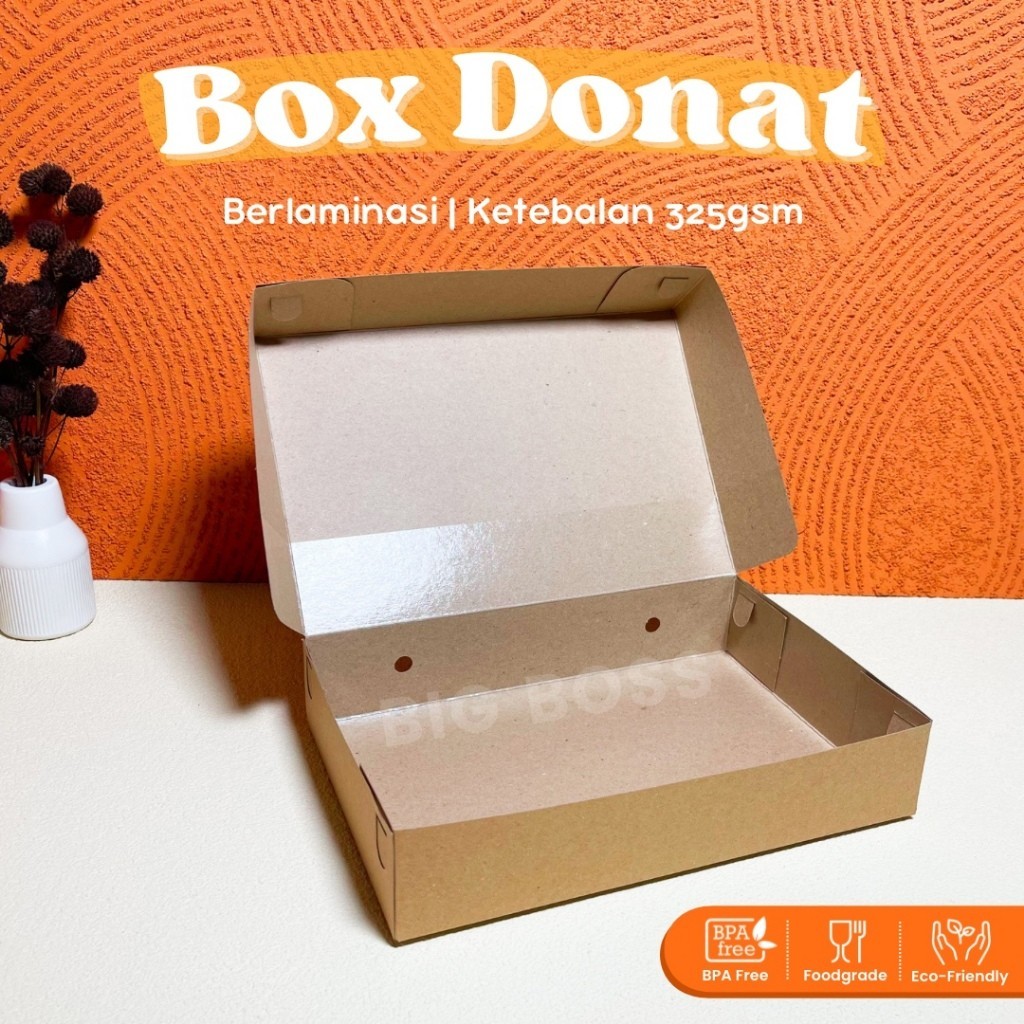 

[325GSM] Box Kotak Donat Kraft Polos Laminasi isi 6pcs / Dus Kue Roti Bomboloni