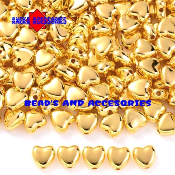 MANIK MOTE CCB METALIK LOVE AND BINTANG WARNA GOLD AND SILVER ISI 15 GRAM