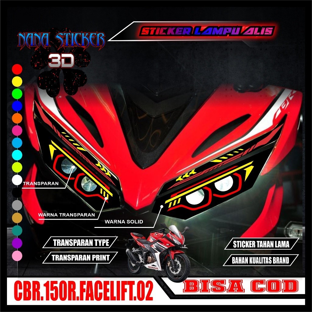 STIKER VARIASI LAMPU ALIS MOTOR CBR 150R FACELIFT NANA 02