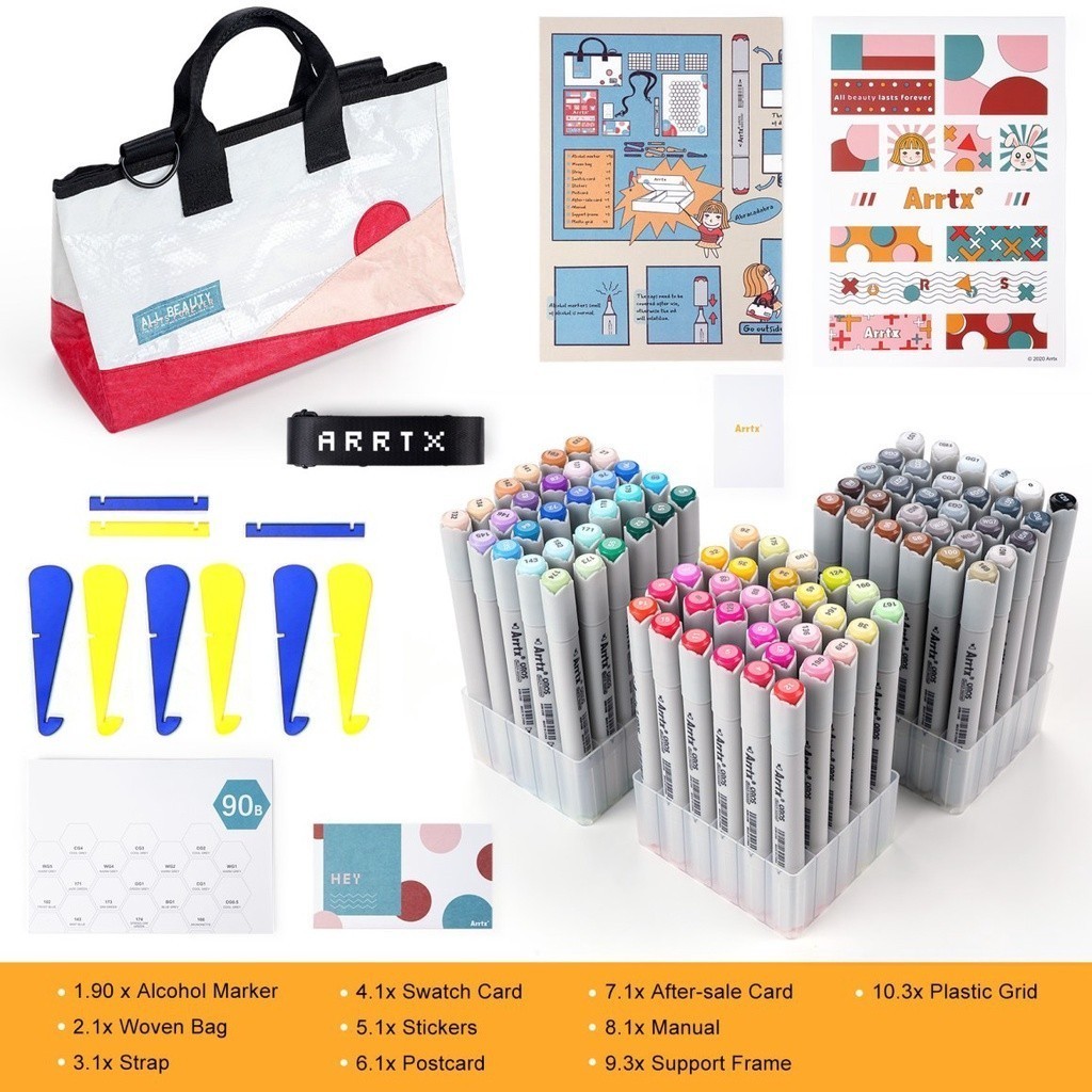 

ARRTX Oros Dual Tips Brush Marker Set 90 Colors