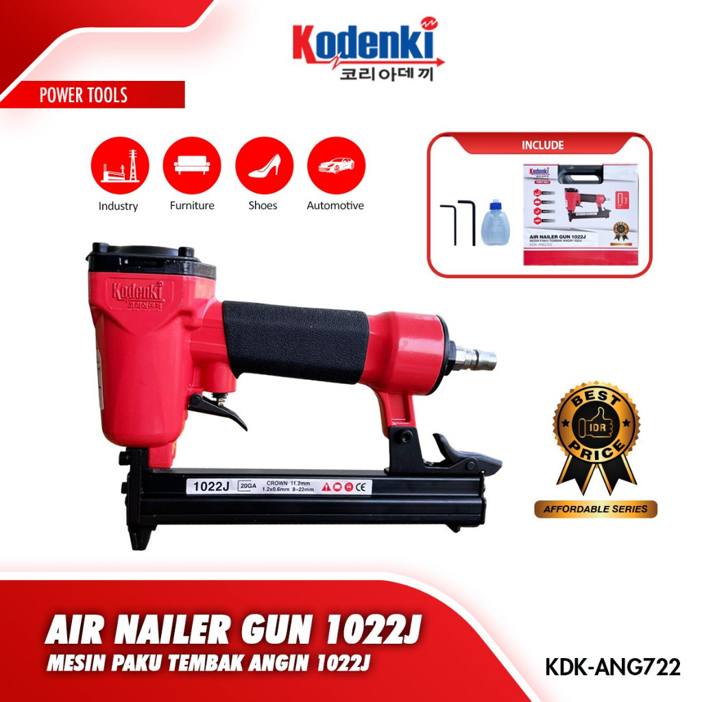 

Kodenki Air Nailer 1022J Mesin Air Nail Gun Alat Paku Tembak Stapler Gun 1022J Model U - Alat Paku Tembak U Stapler Angin 1008J 1010J 1013J 1016J 1022J - Air Nailer Mesin Paku Tembak Staples Angin 1022J Stapler - Mesin Isi Staples Kompresor Model Paku U