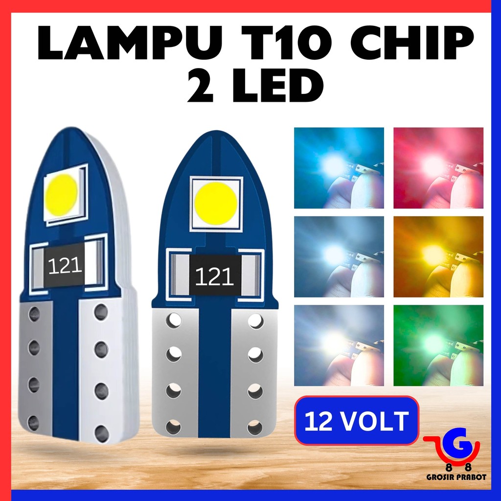 Lampu Senja T10 2 LED 12v Lampu Sein Chip 2 Titik Colok SMD Mobil Motor Truk Kendaraan Super Bright