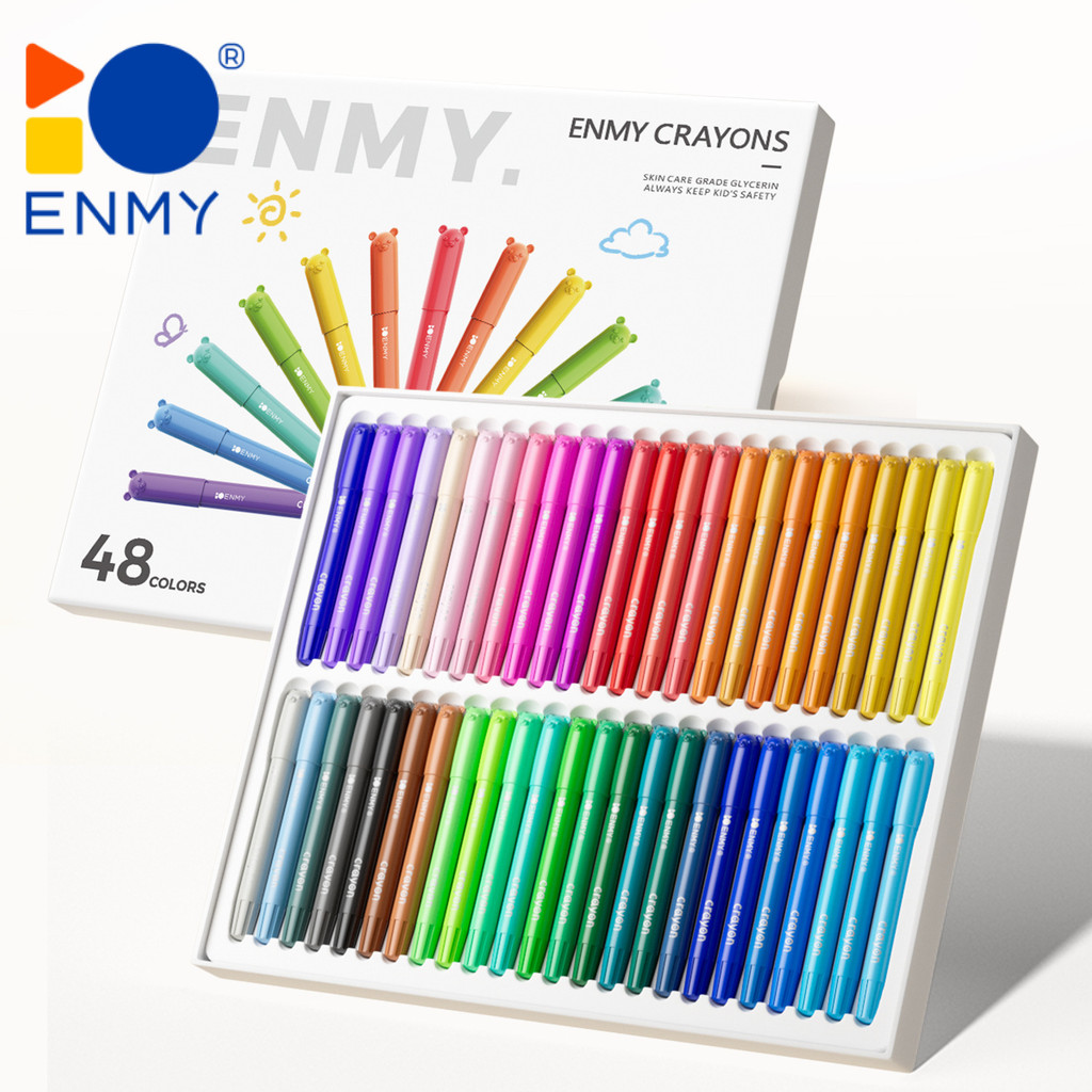 

ENMY Crayon Set 12/24/36/48 Warna, Silky Crayon, Inti Putar, Tidak Kotor Tangan, Dapat Dicuci