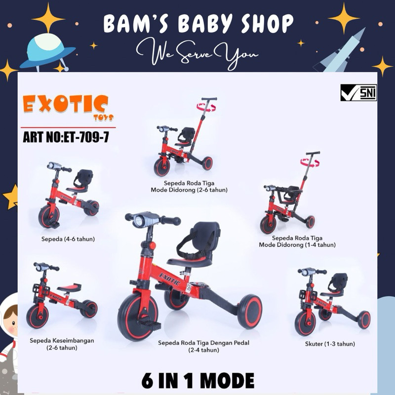 fg54ry [FREE BUBBLEWRAP] BAMS TERMURAH BALANCE SEPEDA ANAK TRICYCLE PUSH 3IN1 BALANCE EXOTIC AT 7905