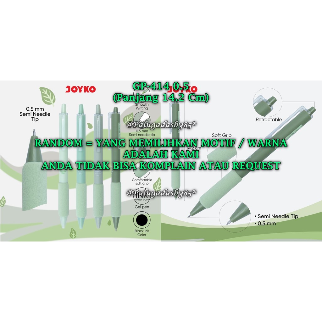 

(1 Biji) GROSIR Gelpen JOYKO GP-414 0.5 mm Hitam / Pulpen Pena Joyko GP-414 Green tea Day (1 Biji)
