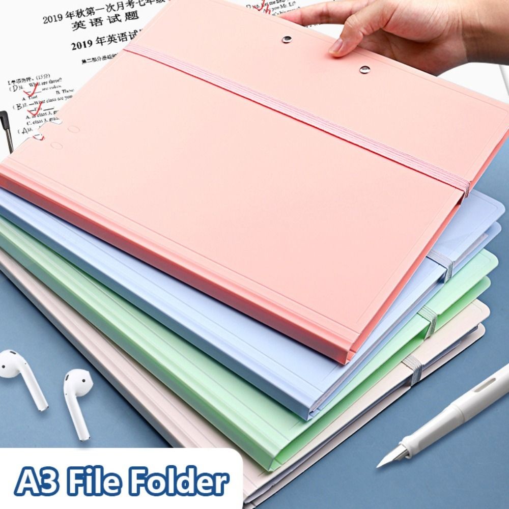 

Strap A3 File Folder Students Exam Paper Storage Clip Multifunction Clipboard Writing Pad Document Classification Organizer