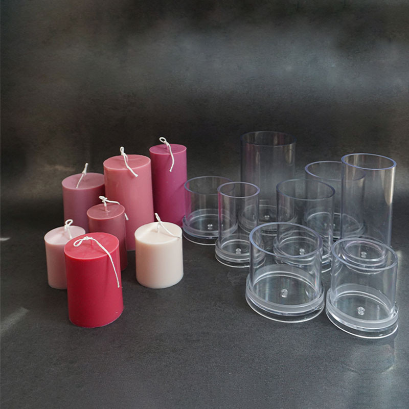 

3D Cylindrical Candle Mold Transparent Plastic Flat Top Cylinder Geometry Scented Candles Mould DIY Hand Soap Crafts Making Mold