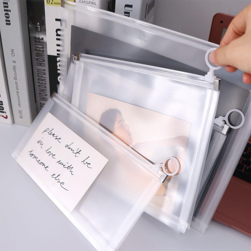 

B5 A4 A5 A6 Transparent Document Bag Office File Holder School Folder Zipper Pouch Loop Pull Organizer Stationery Desk Storage