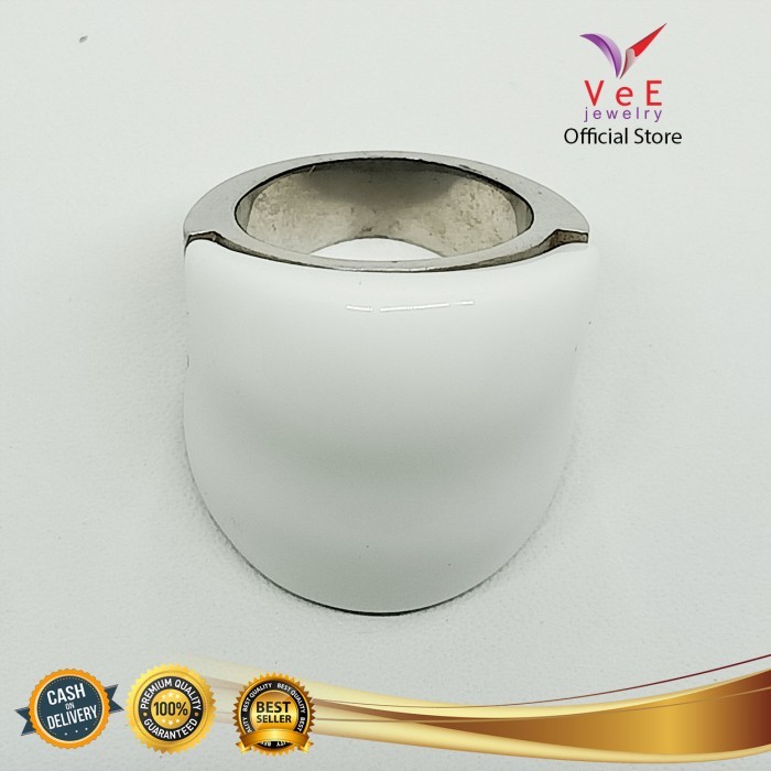 Cincin Titanium Batu Giok Putih Tulang - VeE Cincin Wanita Pria