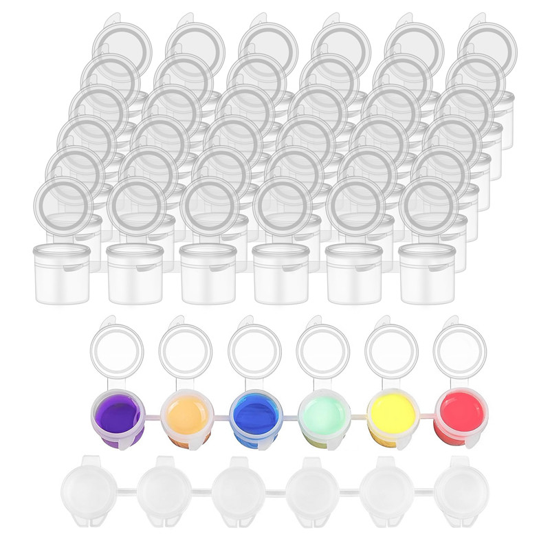 

8 Strips/48 Pots 3Ml Empty Paint Strips Paint Cup Pots Plastic For Classrooms Schools Painting Arts Crafts Supplies