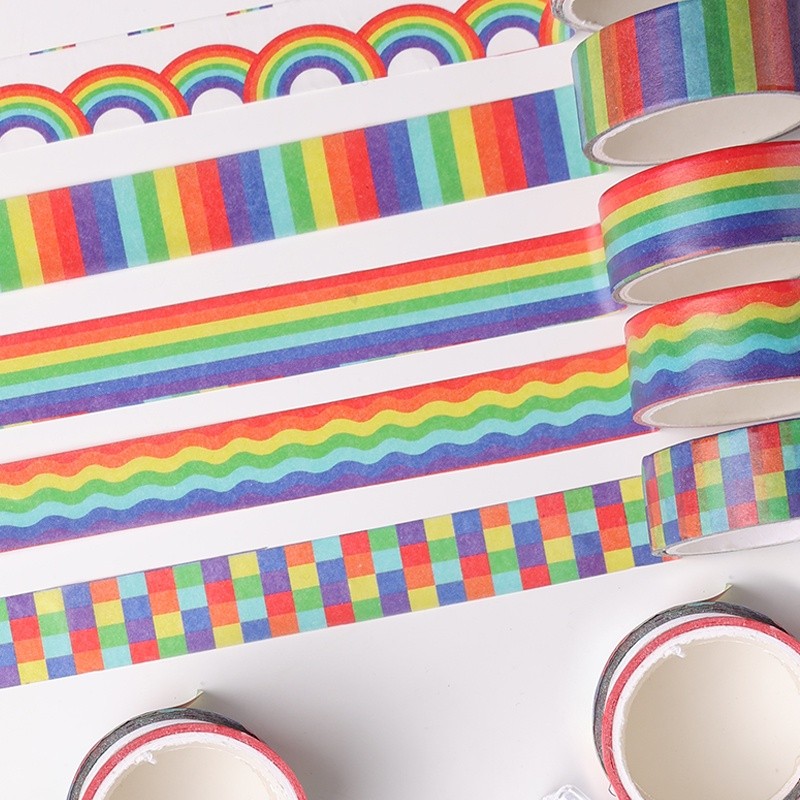 

label Kertasselotip Washi Seri Pelangi Panjang 3m Untuk Dekorasi