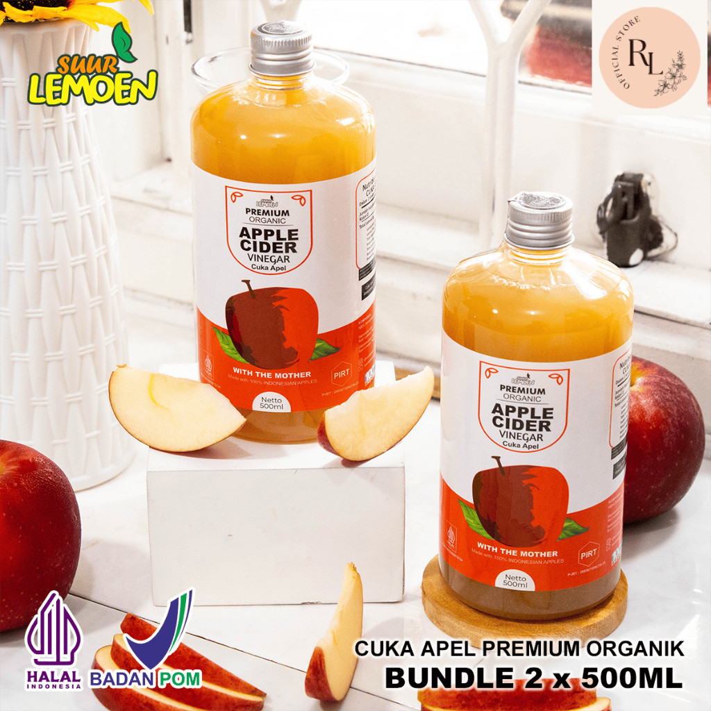 

Suur Lemoen CUKA APEL - Apple Cider Vinegar 1 Liter - Premium CUKA APEL Organik With The Mother